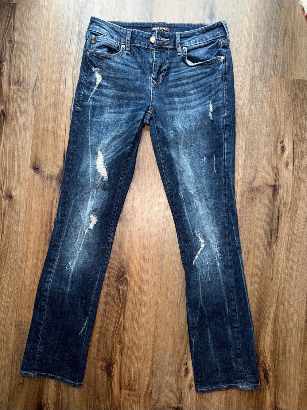 Dear John Indigo Distressed Straight Leg Jeans